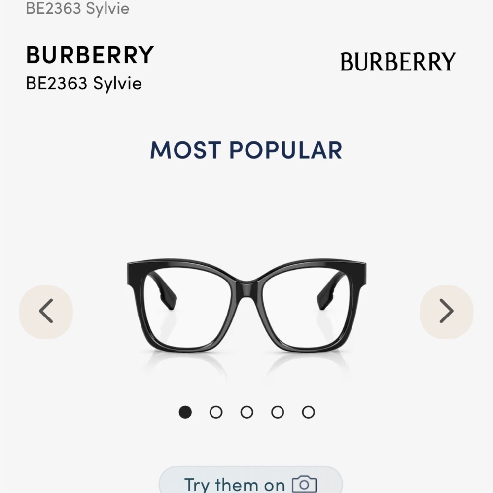 Burberry Sylvie black eyeglass frames non rx lenses, case, wipe included - Picture 12 of 14